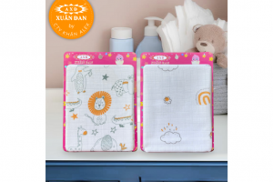 Khăn Sữa Sợi Tre 2 Lớp In Hình Đáng Yêu Cho Bé - 30x31cm